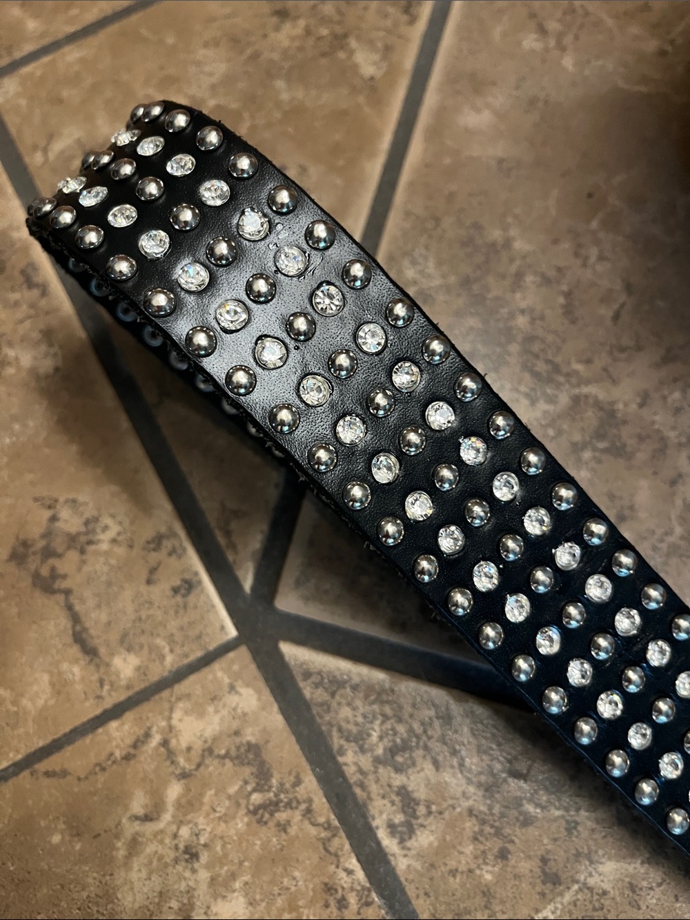 Studded Black Rhinestone Belt - Picture 6 of 6